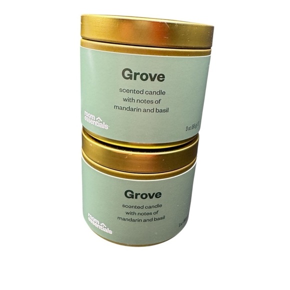 Room Essentials Other - NWT Room Essentials Grove Scented Candle Duo with Gold Lid 3oz each